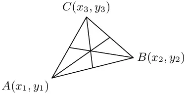 Centroid of a triangle.